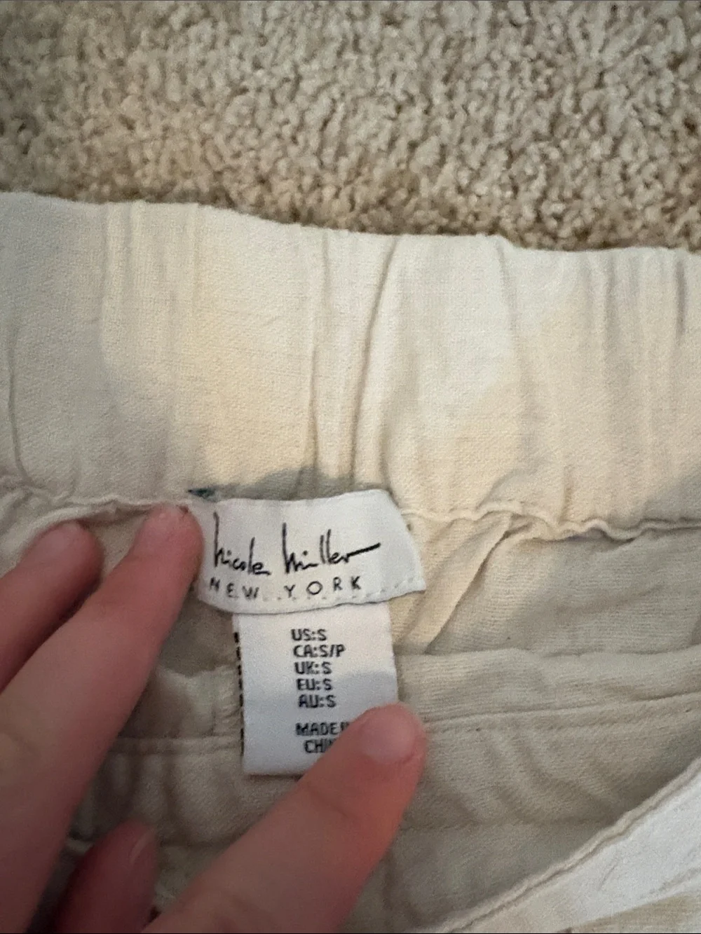 Nicole Miller Men's Drawstring Linen Joggers - Cream